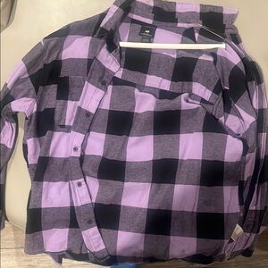 H&M Purple and Black Checkered Shirt